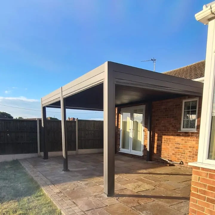 3.6m x 5.3m Manual Louvered Grey Aluminium Pergola