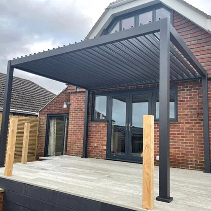 3m x 4m Manual Louvered Grey Aluminium Pergola