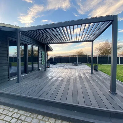 3m x 4m Manual Louvered Grey Aluminium Pergola