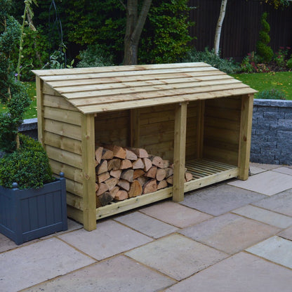 4ft x 7ft XL Wooden Outdoor Log Store Slatted Base