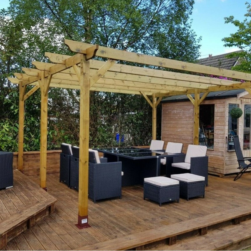 4.2m Heavy Duty Wooden Garden Pergola DIY Kit