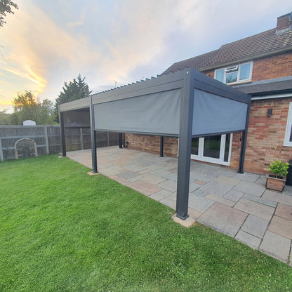 3.6m x 7.2m Manual Louvered Grey Aluminium Pergola