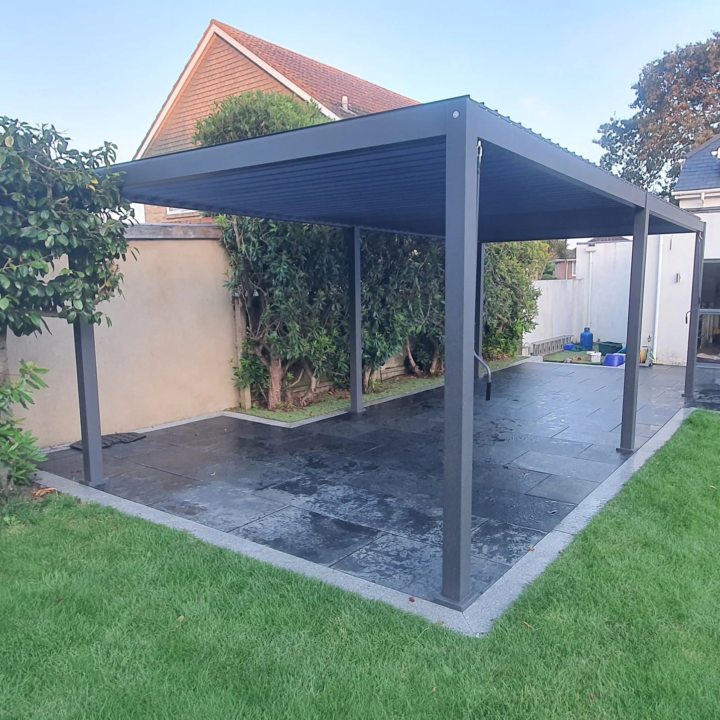 3.6m x 7.2m Manual Louvered Grey Aluminium Pergola