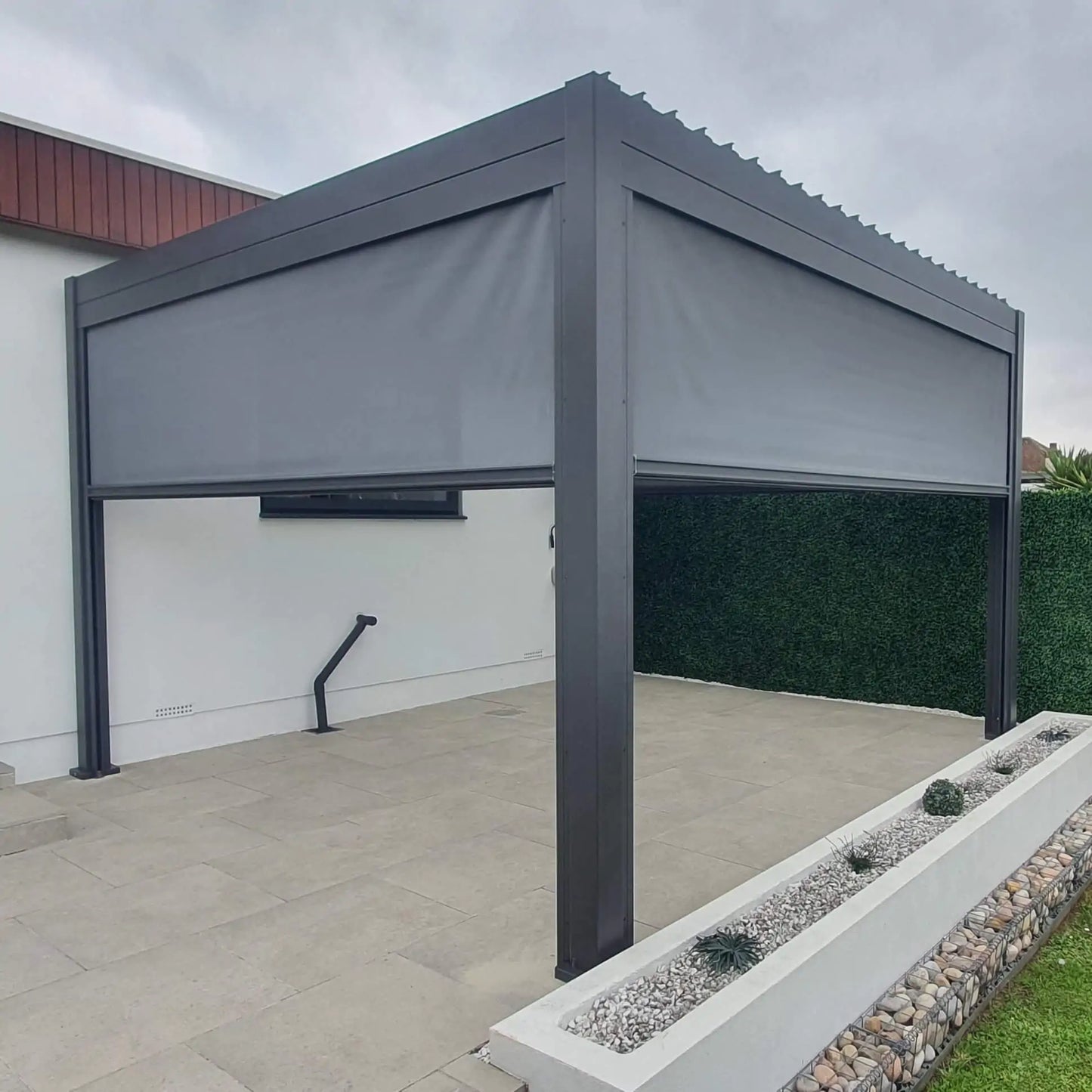 3.6m x 3.6m Manual Louvered Grey Aluminium Pergola