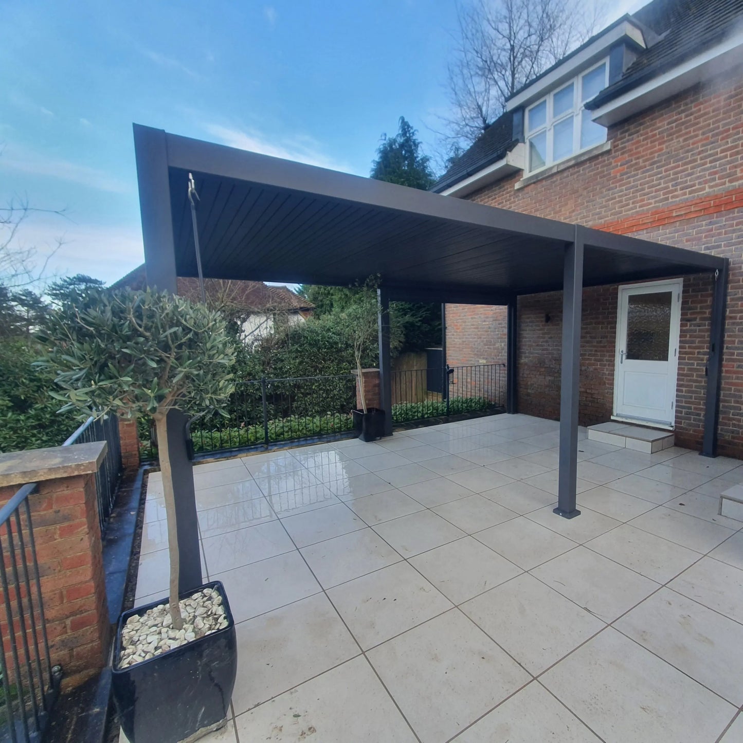 3.6m x 6m Manual Louvered Grey Aluminium Pergola