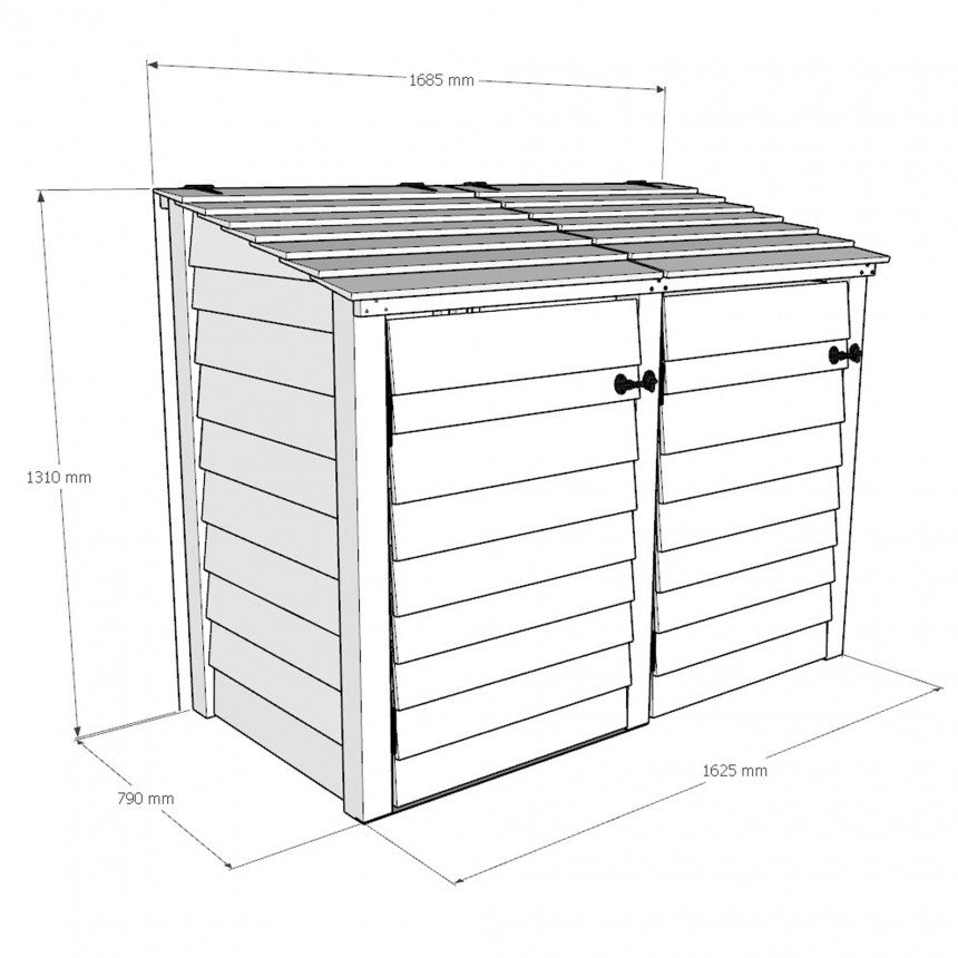 Double Wooden Garden Wheelie Bin Store