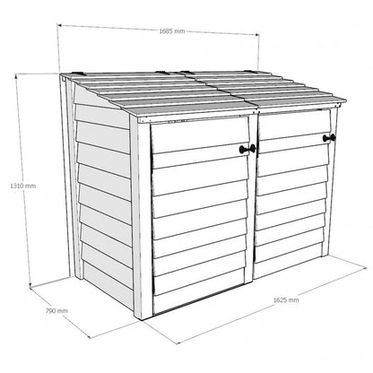 Double Wooden Garden Wheelie Bin Store