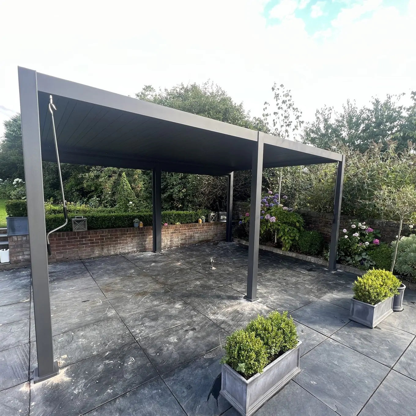 3.6m x 5.3m Manual Louvered Grey Aluminium Pergola