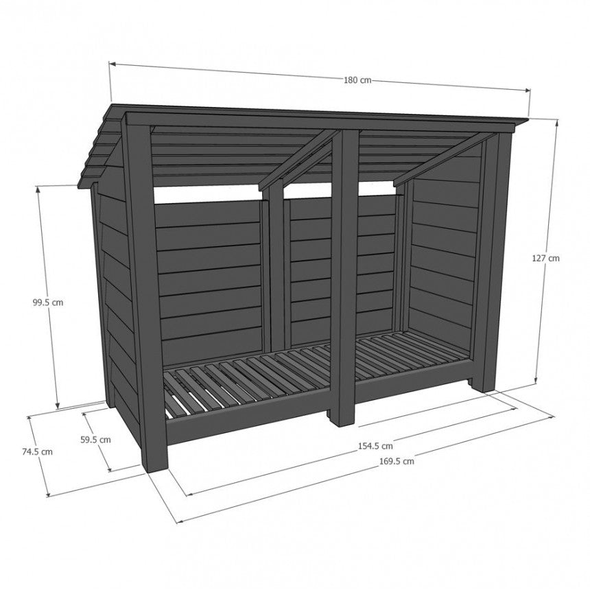 4ft x 6ft Large Wooden Outdoor Log Store Slatted Base