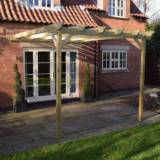 3.6m Heavy Duty Lean-To Wooden Garden Pergola DIY Kit