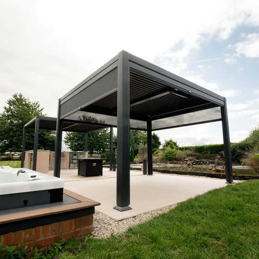 3m x 3.6m Manual Deluxe Louvered Grey Aluminium Pergola