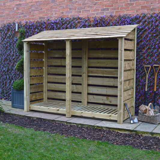 6ft x 7ft XL Wooden Outdoor Log Store Slatted Base