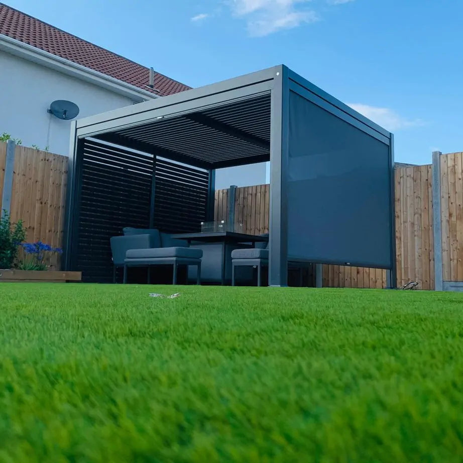 3.5m x 3.6m Manual Deluxe Louvered Grey Aluminium Pergola