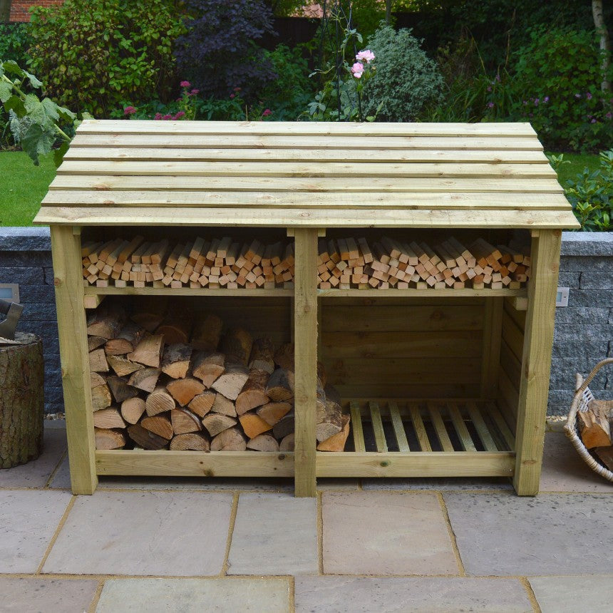 4ft x 6ft Large Wooden Outdoor Log Store Slatted Base