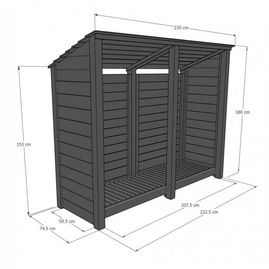 6ft x 7ft XL Wooden Outdoor Log Store Slatted Base