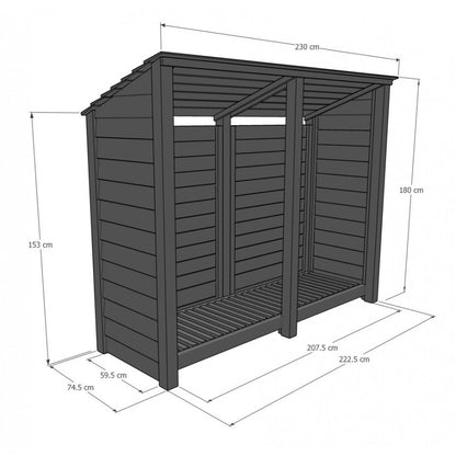 6ft x 7ft XL Wooden Outdoor Log Store Slatted Base