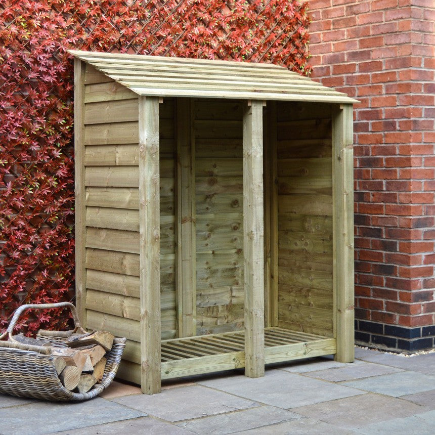 6ft x 5ft Large Wooden Outdoor Log Store Slatted Base