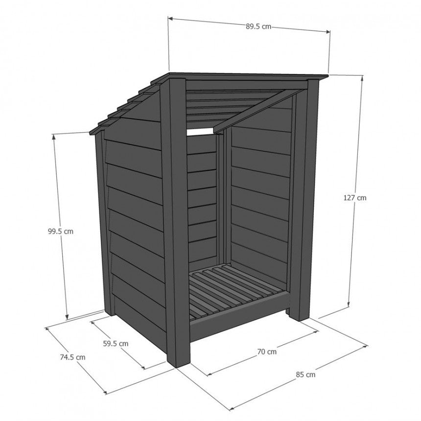 4ft x 3ft Small Wooden Outdoor Log Store Slatted Base