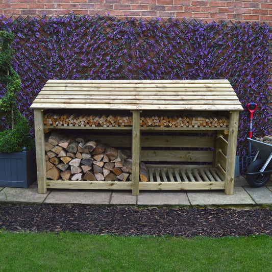 4ft x 7ft XL Wooden Outdoor Log Store Slatted Base