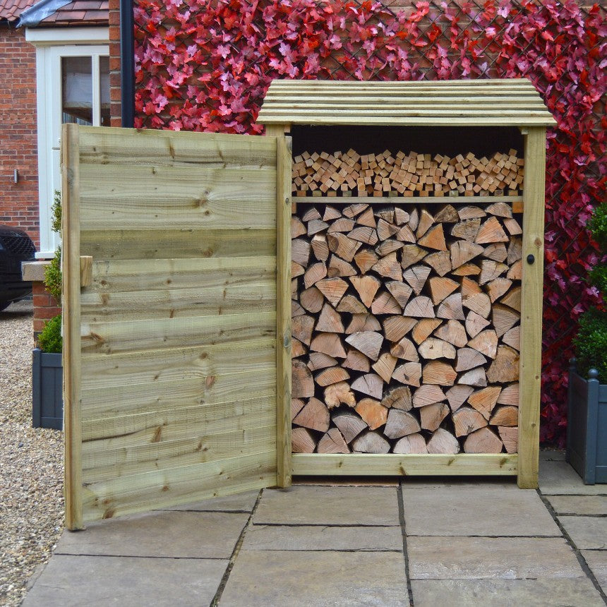 6ft x 4ft Tall Wooden Outdoor Log Store Slatted Base