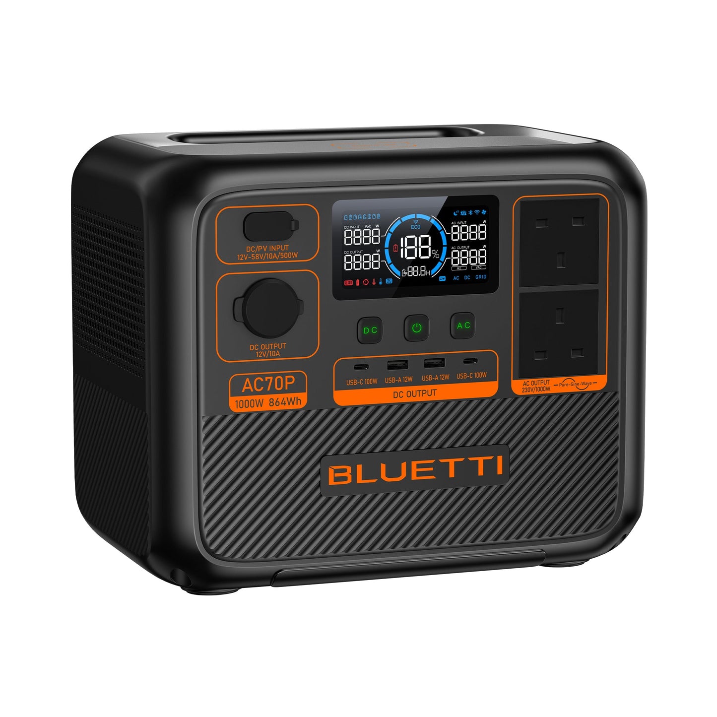 BLUETTI AC70P Portable Power Station | 1,000W 864Wh