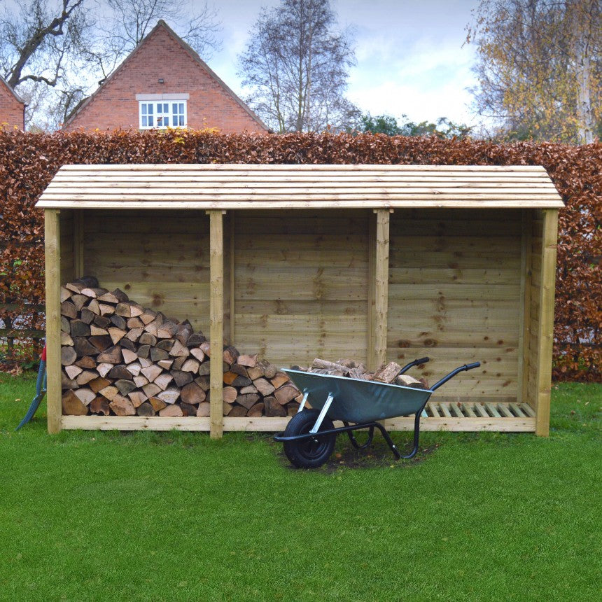 6ft x 9ft XXL Wooden Outdoor Log Store Slatted Base