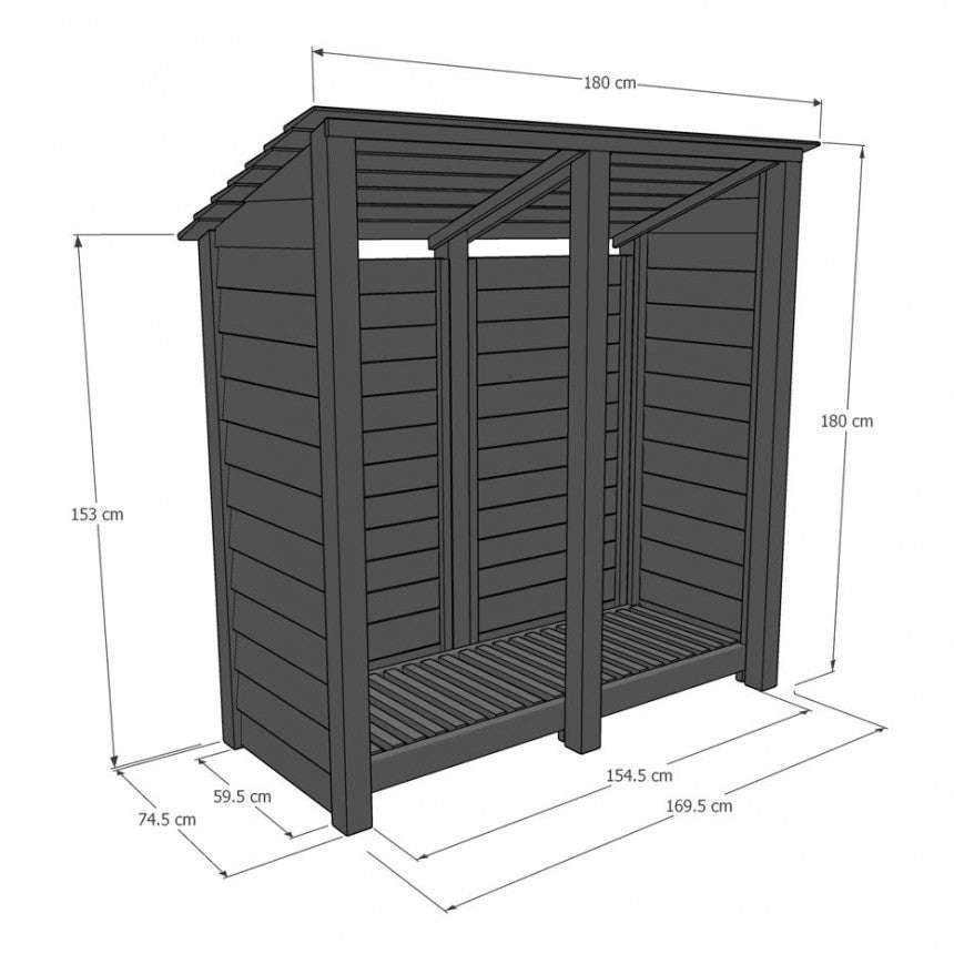 6ft x 6ft Large Wooden Outdoor Log Store Slatted Base