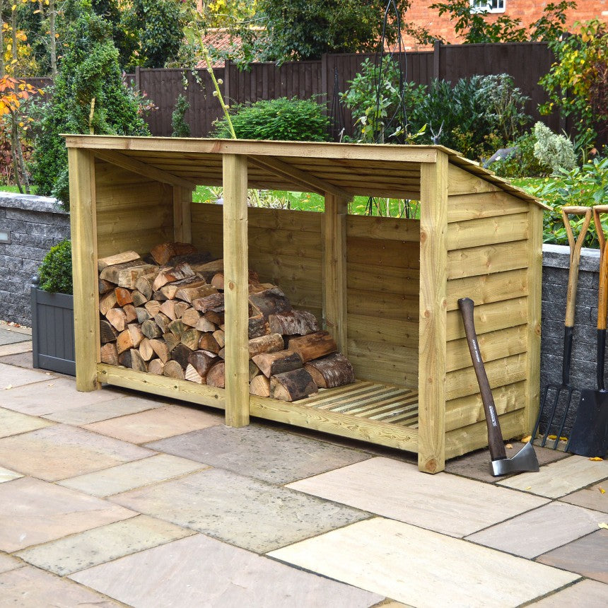 4ft x 7ft XL Wooden Outdoor Log Store Slatted Base