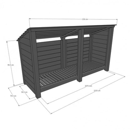 4ft x 7ft XL Wooden Outdoor Log Store Slatted Base