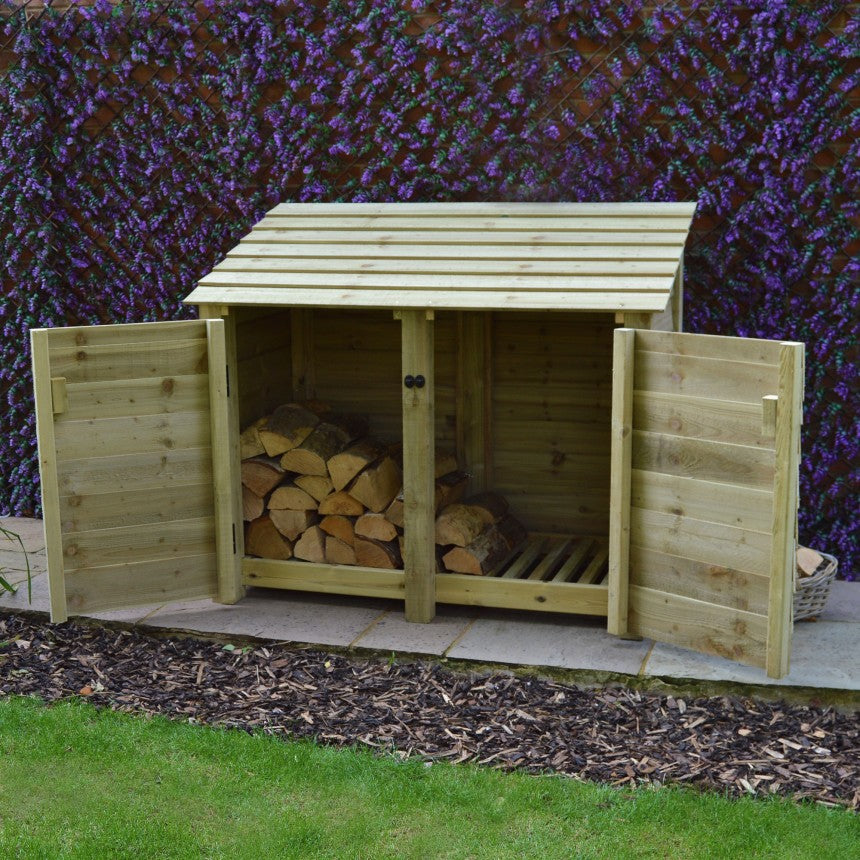 4ft x 5ft Large Wooden Outdoor Log Store Slatted Base