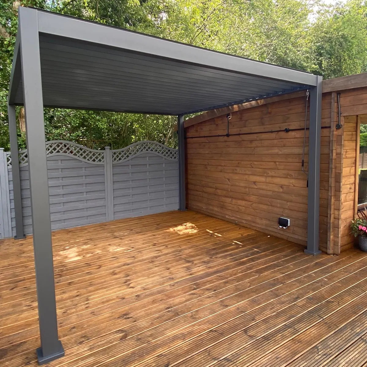 3m x 4m Manual Louvered Grey Aluminium Pergola