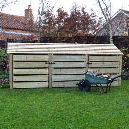 4ft x 11ft XXL Wooden Outdoor Log Store Slatted Base