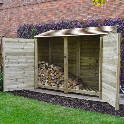 6ft x 7ft XL Wooden Outdoor Log Store Slatted Base