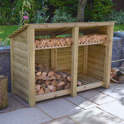 4ft x 6ft Large Wooden Outdoor Log Store Slatted Base