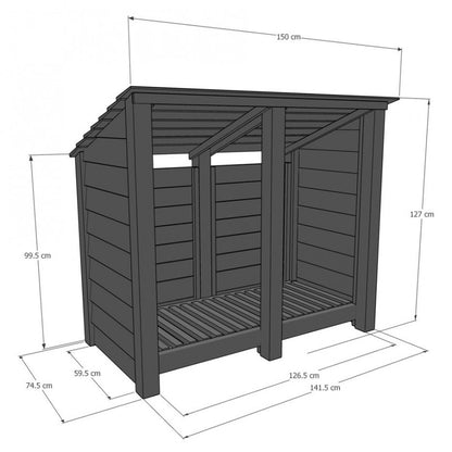 4ft x 5ft Large Wooden Outdoor Log Store Slatted Base