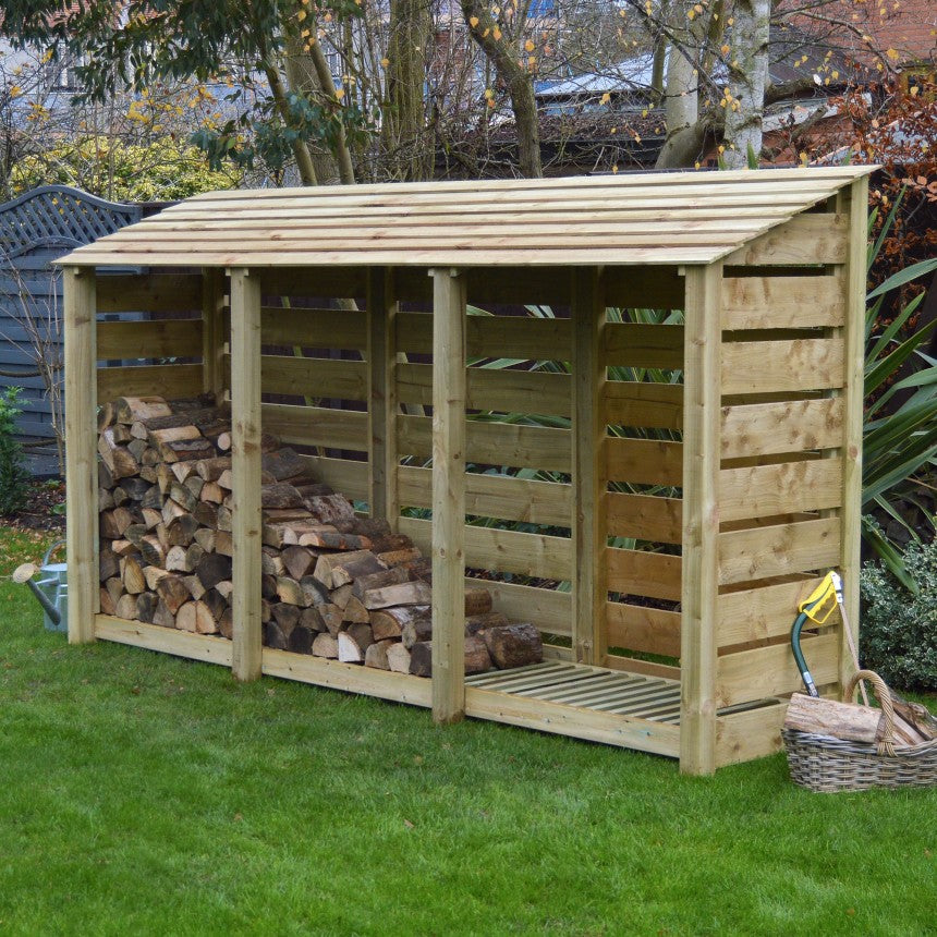 6ft x 9ft XXL Wooden Outdoor Log Store Slatted Base