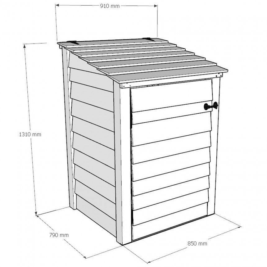 Single Wooden Garden Wheelie Bin Store