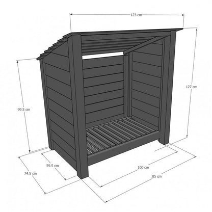 4ft x 4ft Small Wooden Outdoor Log Store Slatted Base