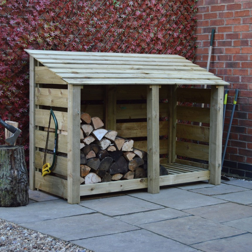 4ft x 6ft Large Wooden Outdoor Log Store Slatted Base