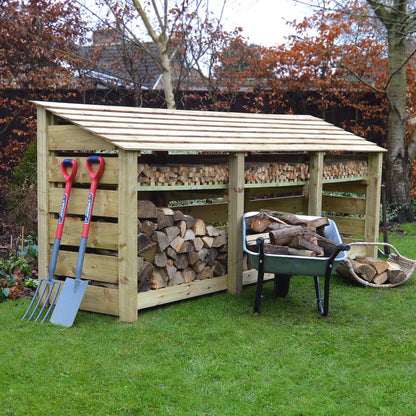 4ft x 11ft XXL Wooden Outdoor Log Store Slatted Base