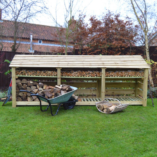 4ft x 9ft XXL Wooden Outdoor Log Store Slatted Base