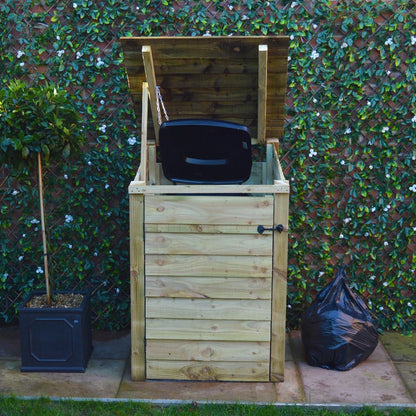 Single Wooden Garden Wheelie Bin Store