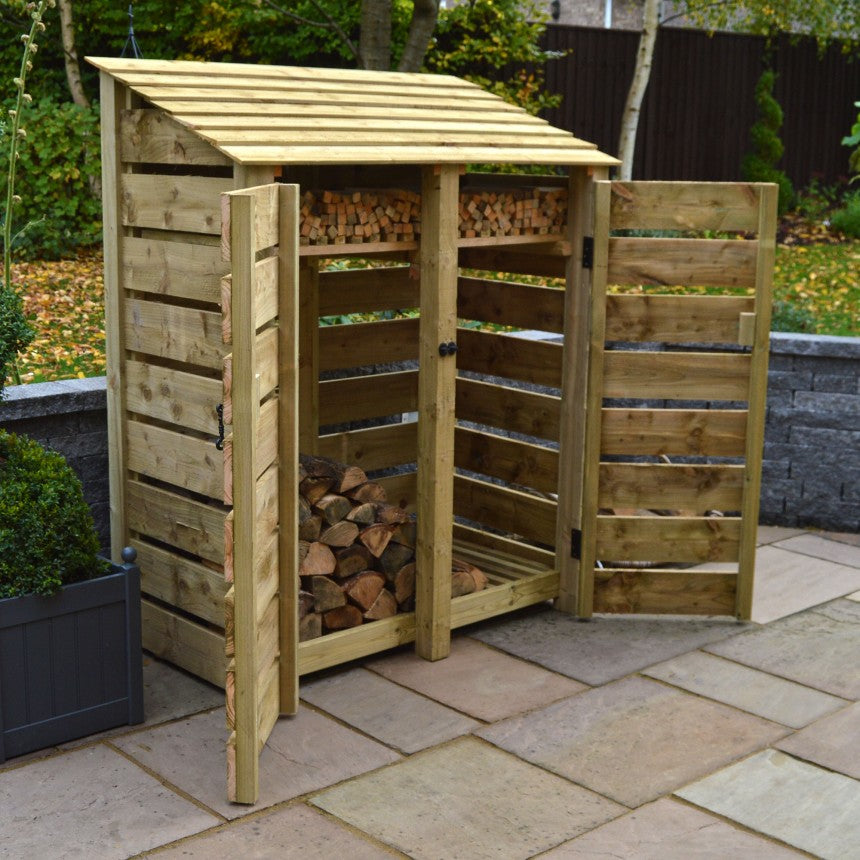 6ft x 5ft Large Wooden Outdoor Log Store Slatted Base