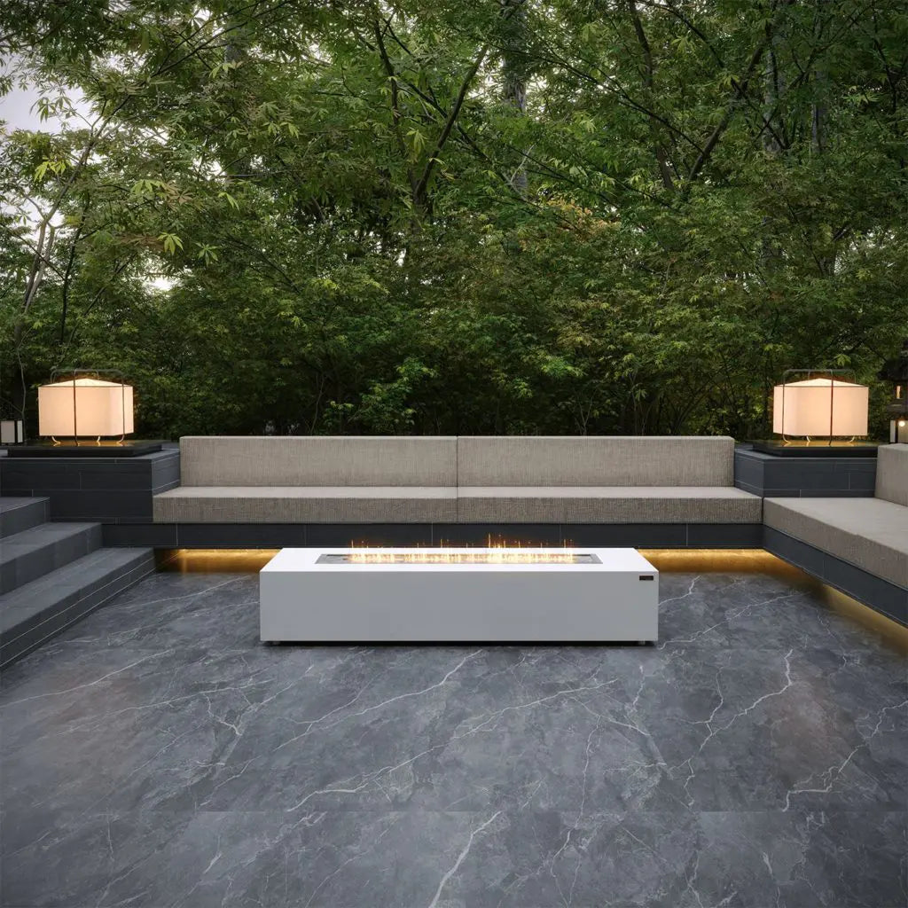 Mezzo Bioethanol Rectangular Concrete Outdoor Fire Pit Table