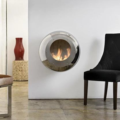 Cocoon Vellum Bioethanol Wall Fireplace Polished Steel