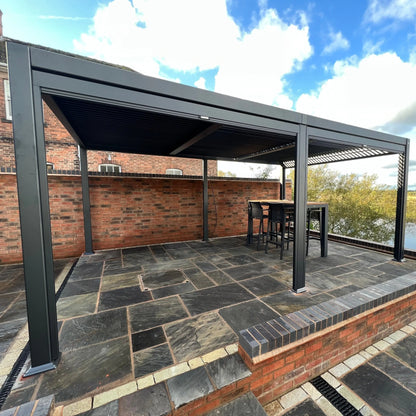 3.5m x 5.4m Manual Deluxe Louvered Grey Aluminium Pergola