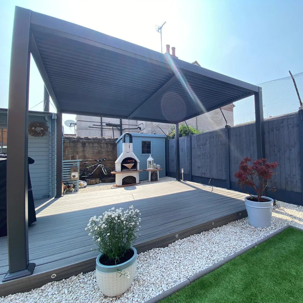 3.5m x 3.6m Manual Deluxe Louvered Grey Aluminium Pergola