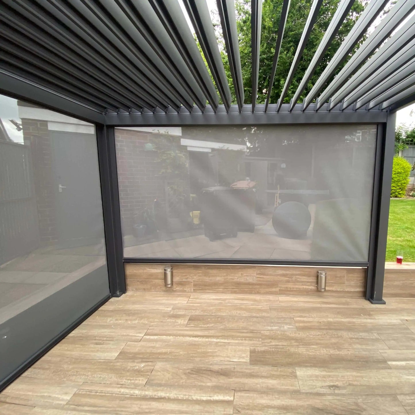 3.6m x 3.6m Manual Louvered Grey Aluminium Pergola