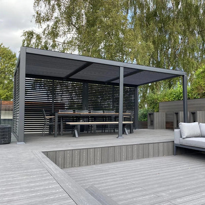 3.5m x 5.4m Manual Deluxe Louvered Grey Aluminium Pergola