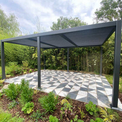 3.5m x 5.4m Manual Deluxe Louvered Grey Aluminium Pergola